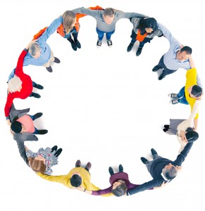 Business people in circle